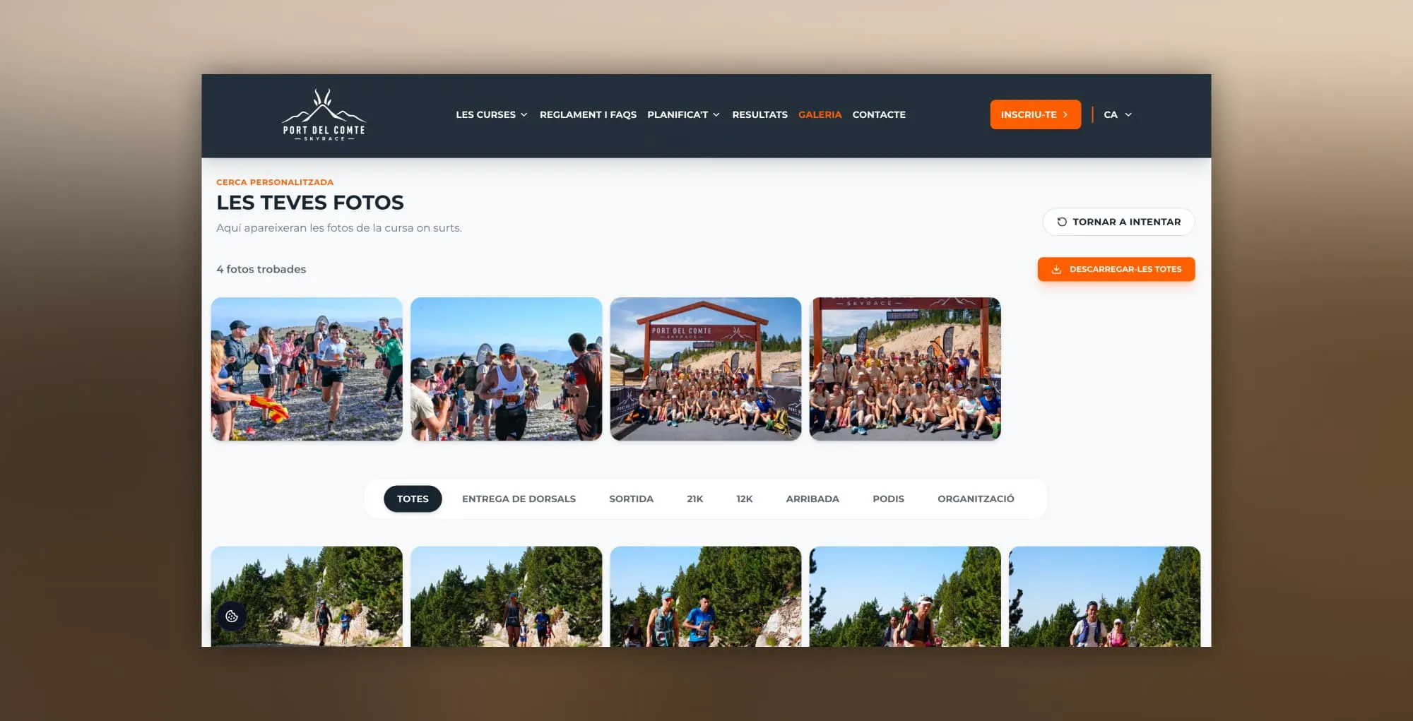 Resultats personalitzats de la cerca de fotos de la cursa